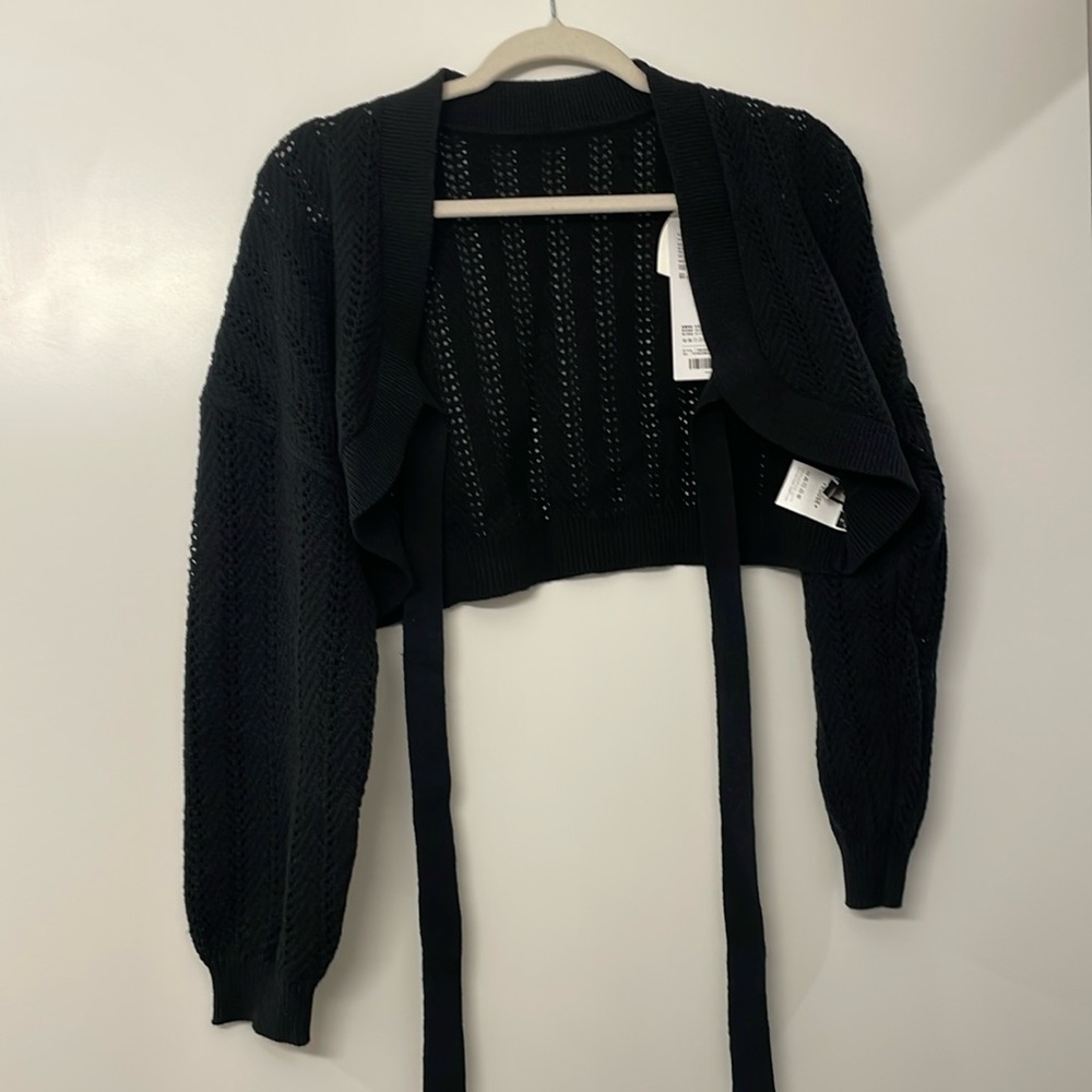 Kuose cropped knit cardigan with tie front NWT